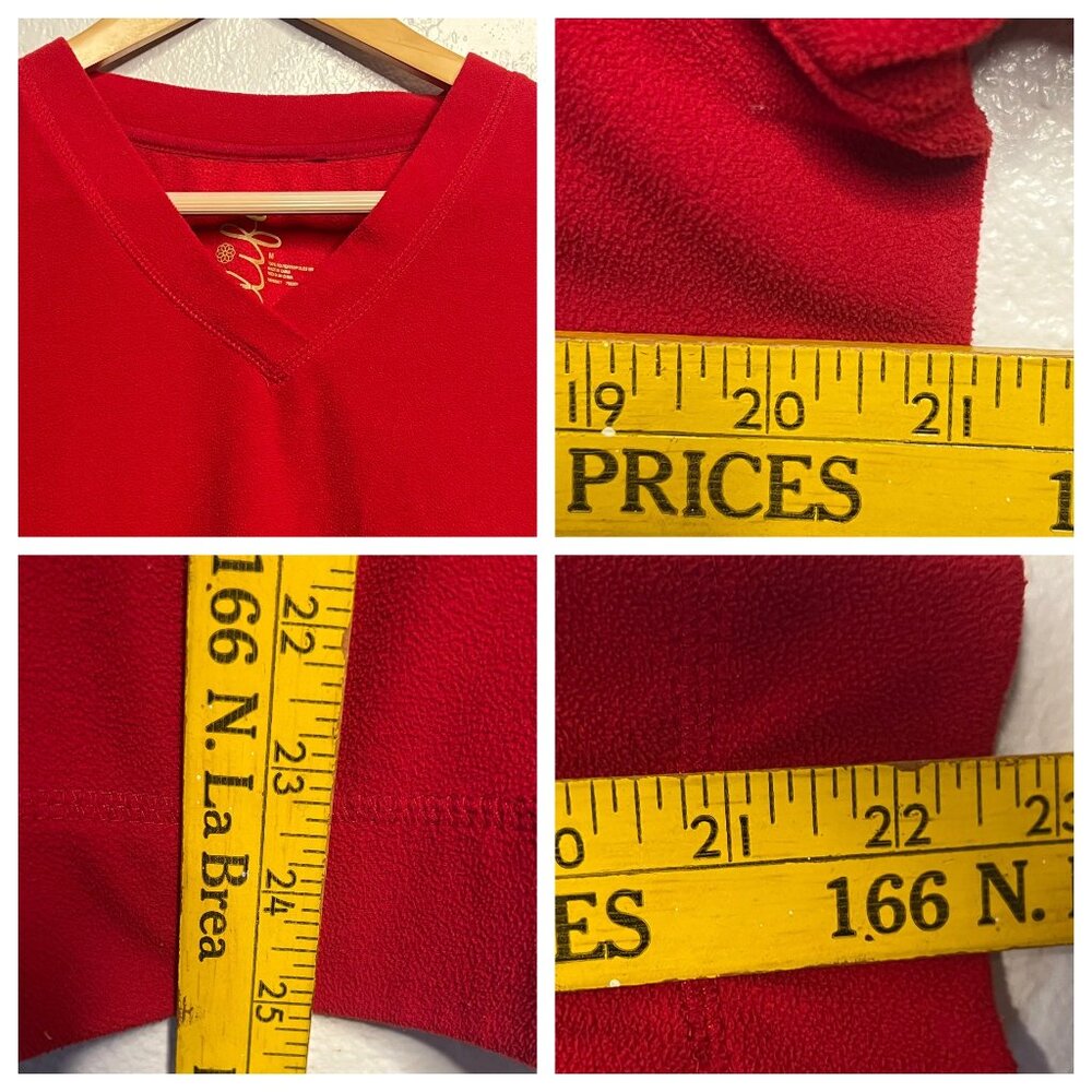 2 Made for Life Women's Medium Sweatshirts Lightweight V-Neck Cream Red Long - Picture 9 of 13